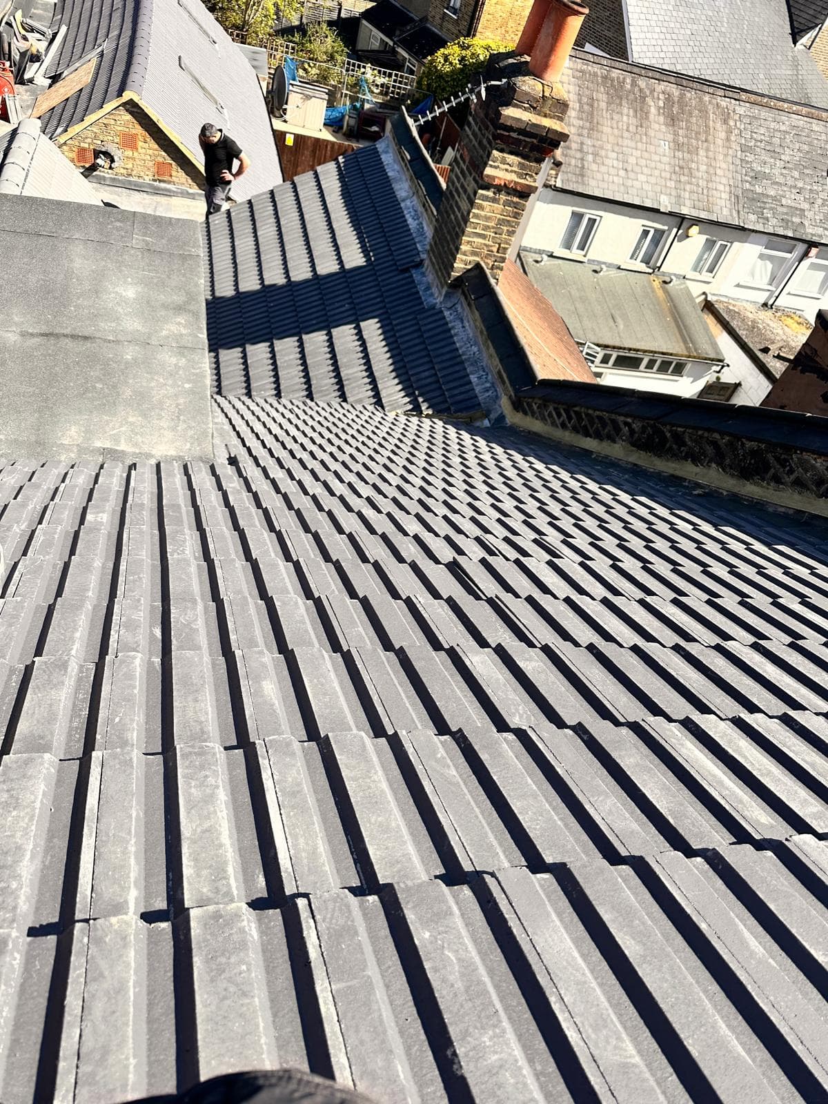 Completed slate roof aerial view
